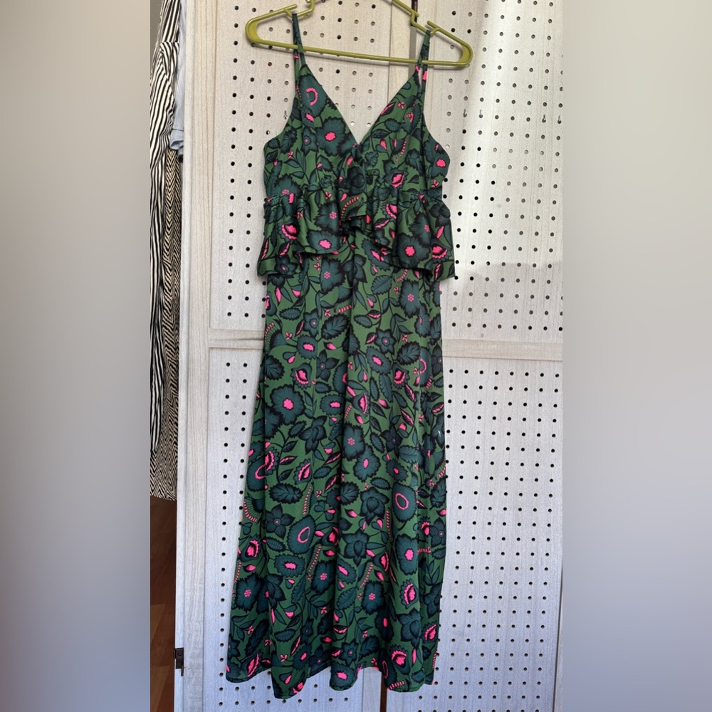 Xtaren Black and Green Floral Dress
